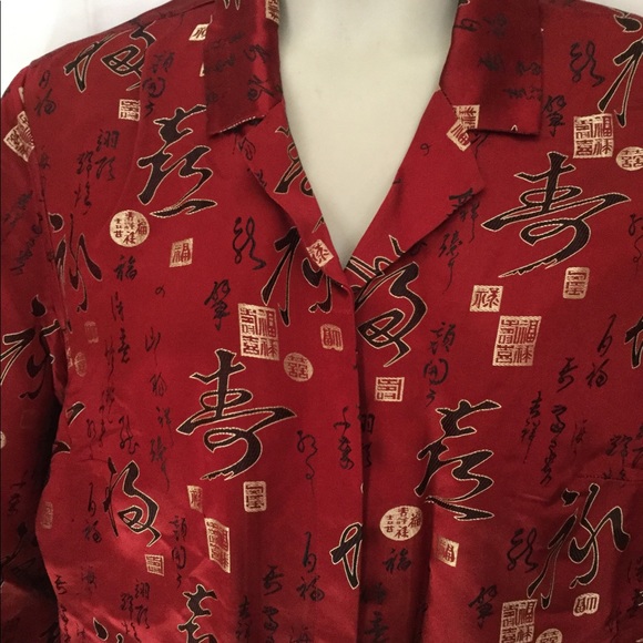 Chico’s size 3 oriental silk/rayon button-down - Picture 2 of 5